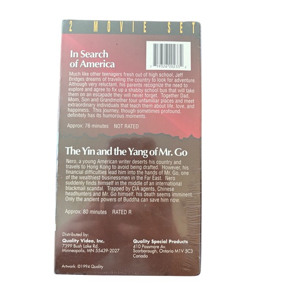 Jeff Bridges 2 Movie Set VHS In Search of America The Yin & Yang of Mr Go New - Picture 2 of 4